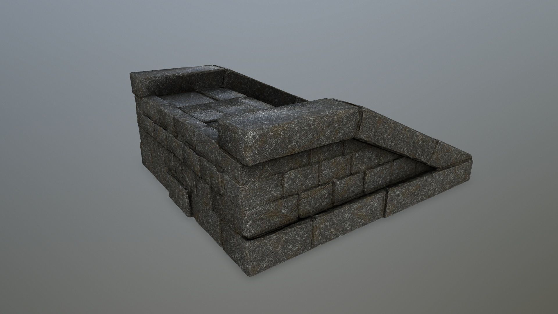 stairs 2 set of stone steps Low-poly 3D model_2