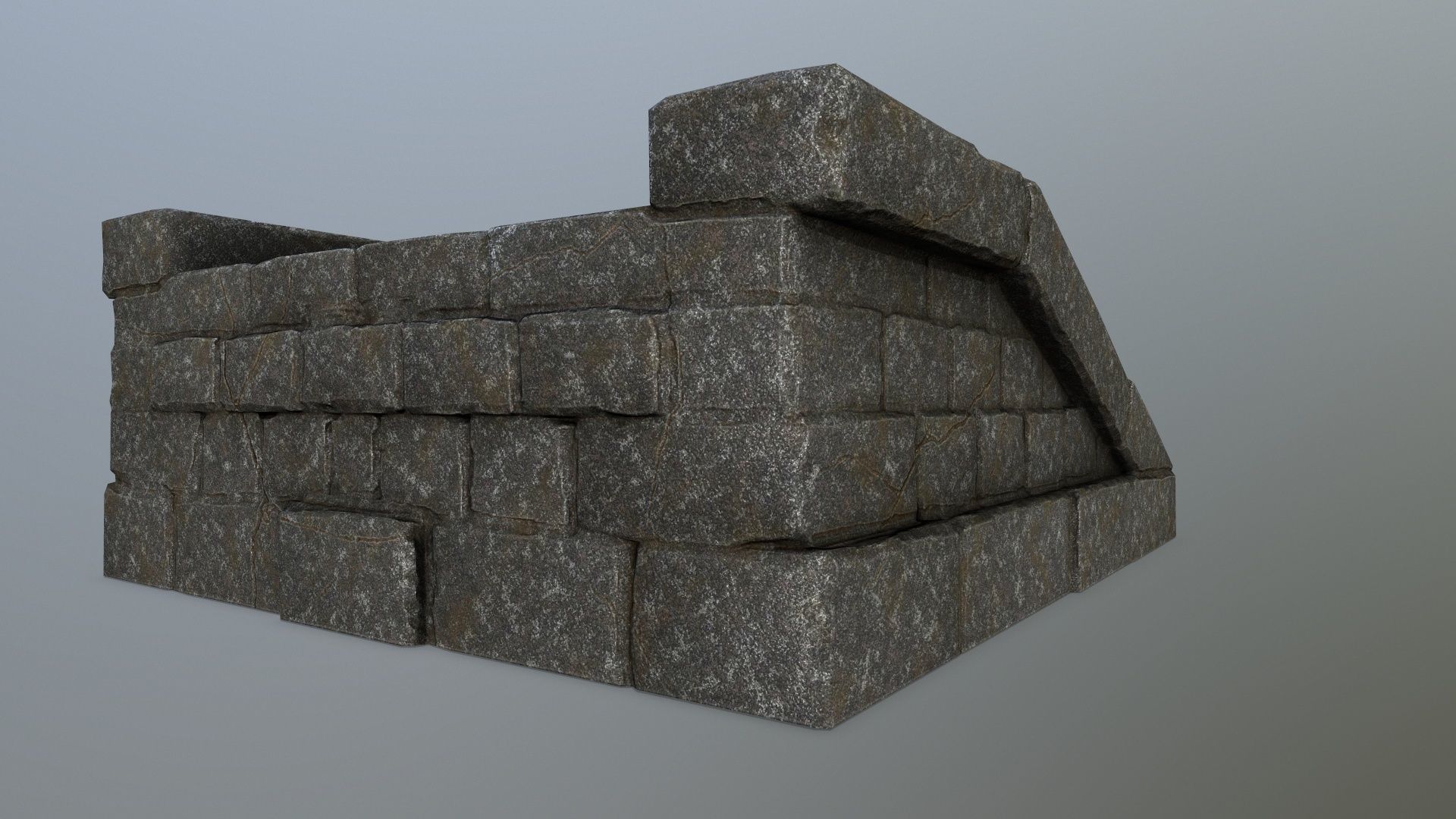 stairs 2 set of stone steps Low-poly 3D model_12