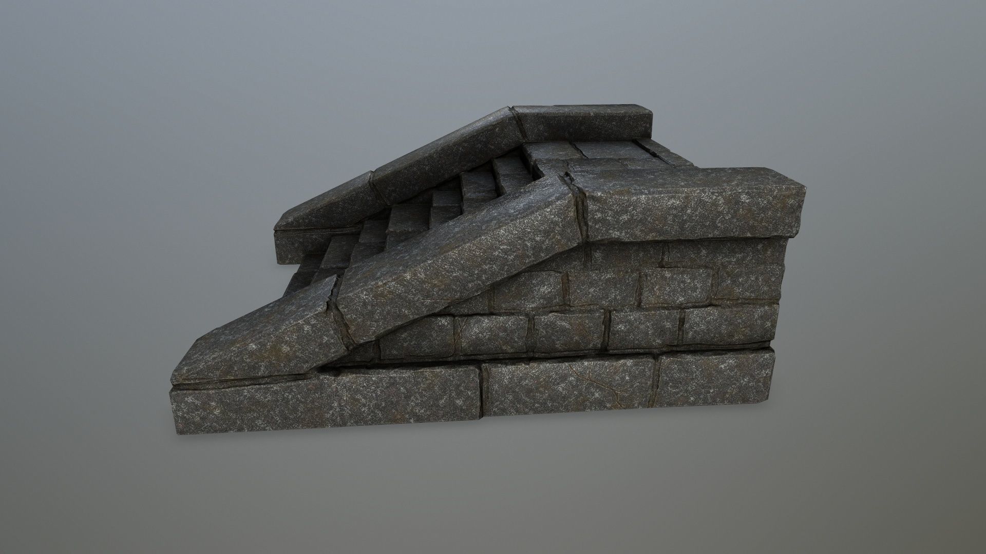 stairs 2 set of stone steps Low-poly 3D model_5