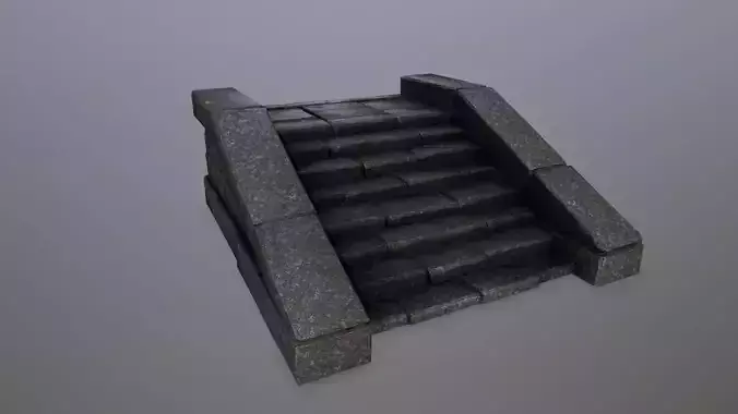 stairs 2 set of stone steps Low-poly 3D model