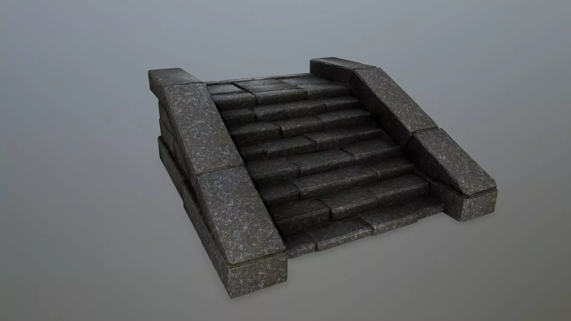 stairs 2 set of stone steps Low-poly 3D model_0