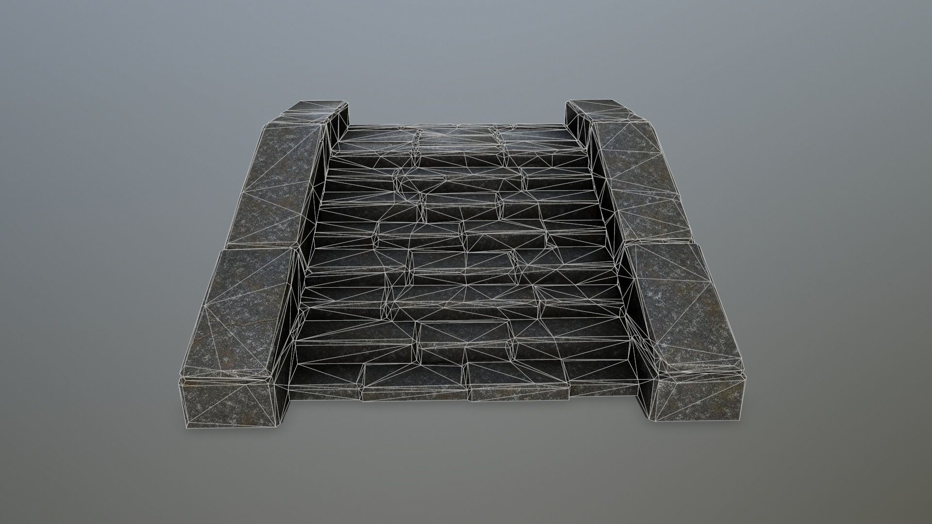 stairs 2 set of stone steps Low-poly 3D model_13