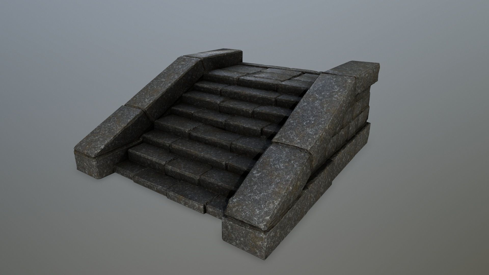 stairs 2 set of stone steps Low-poly 3D model_6