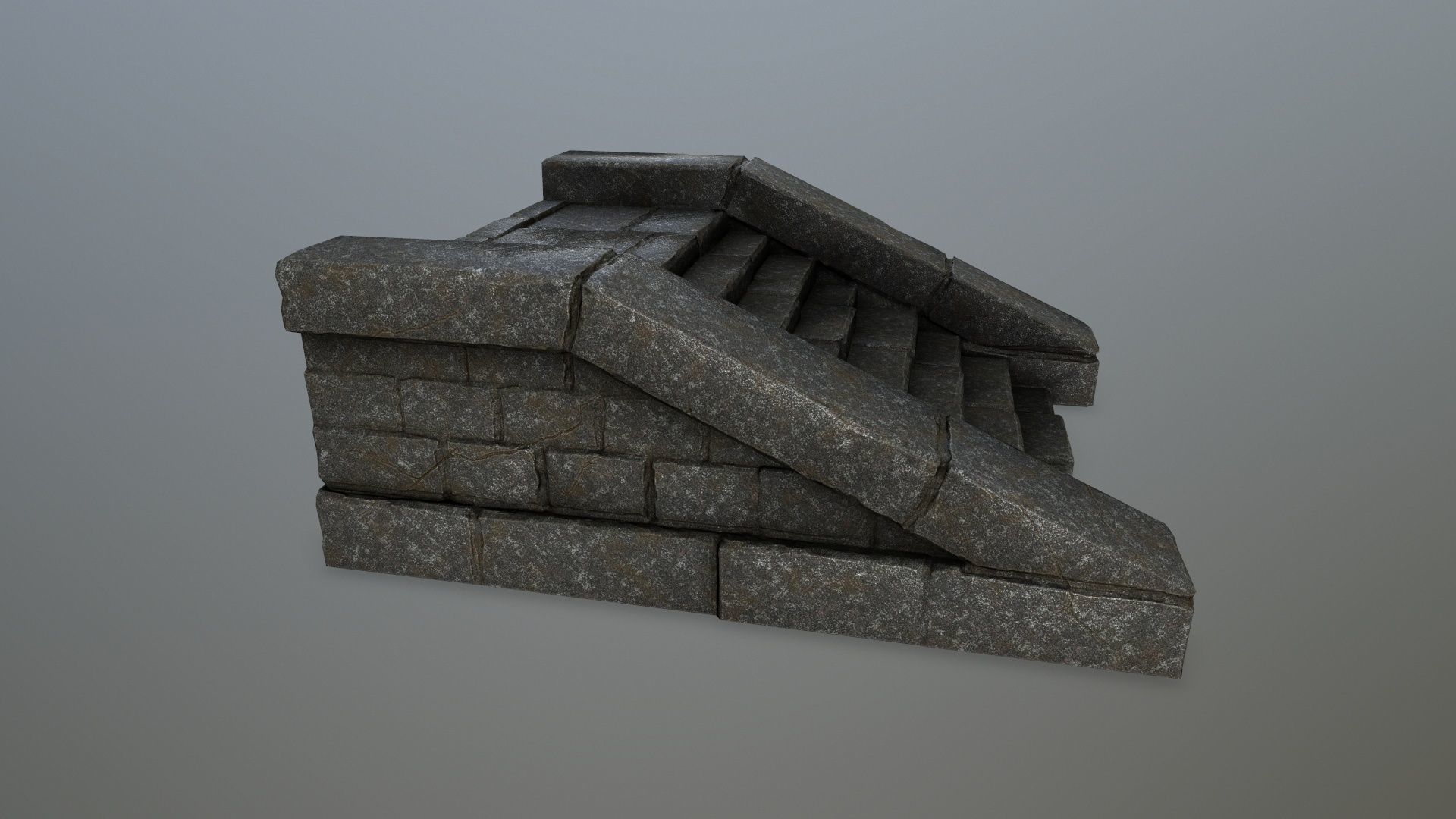 stairs 2 set of stone steps Low-poly 3D model_1