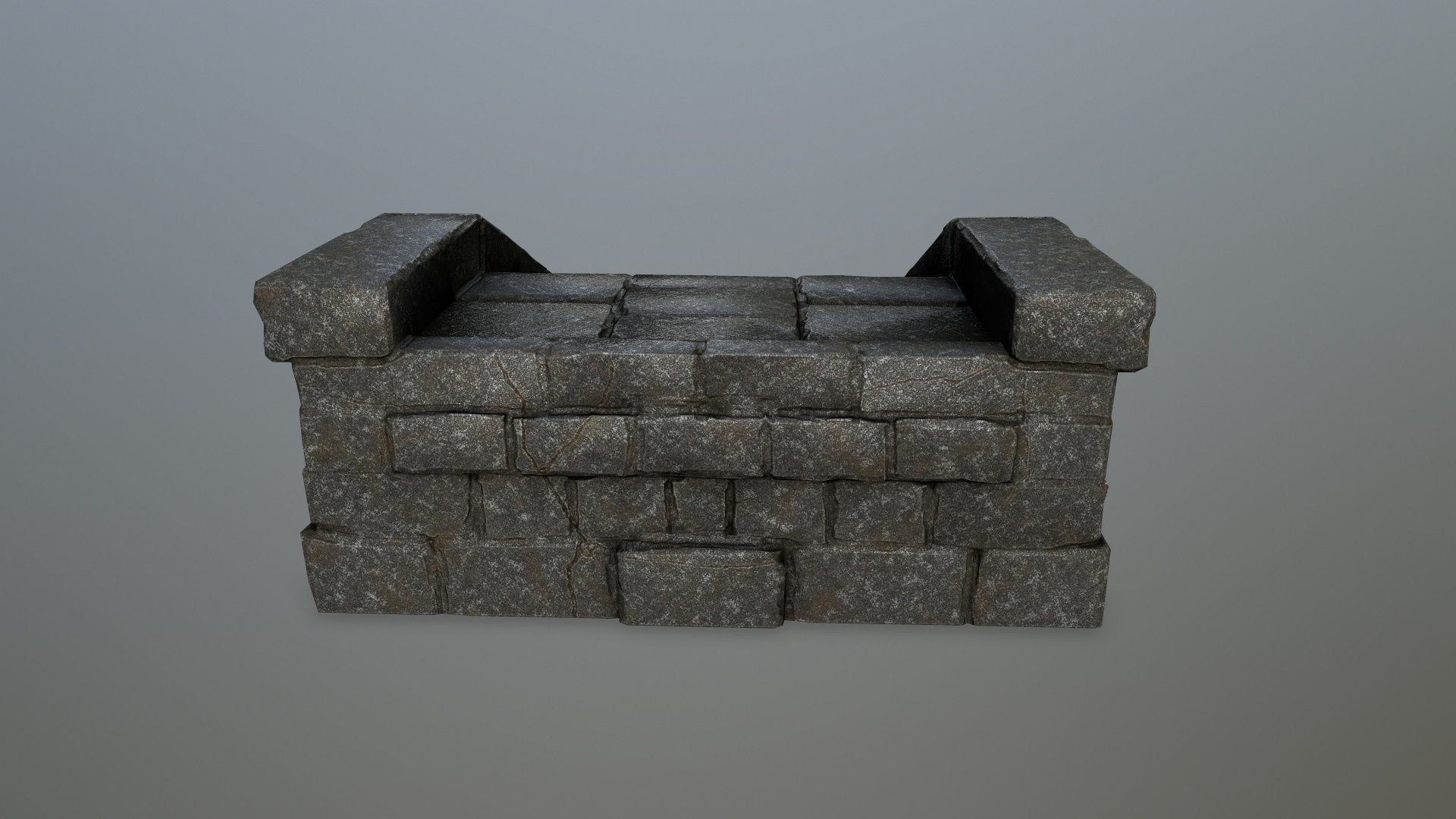 stairs 2 set of stone steps Low-poly 3D model_3