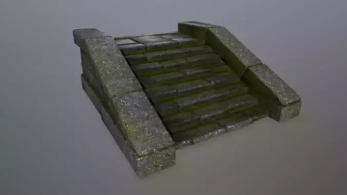 stairs 4 stone wall Low-poly 3D model