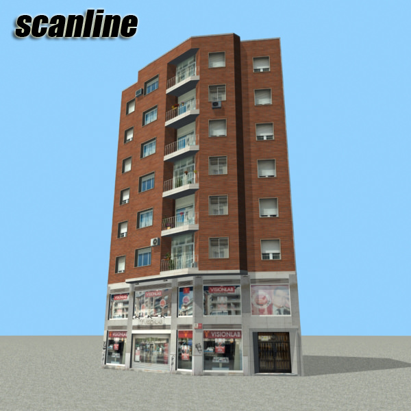 Building apartment Low-poly 3D model_8