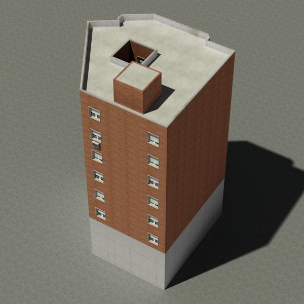 Building apartment Low-poly 3D model_2