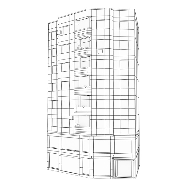 Building apartment Low-poly 3D model_11