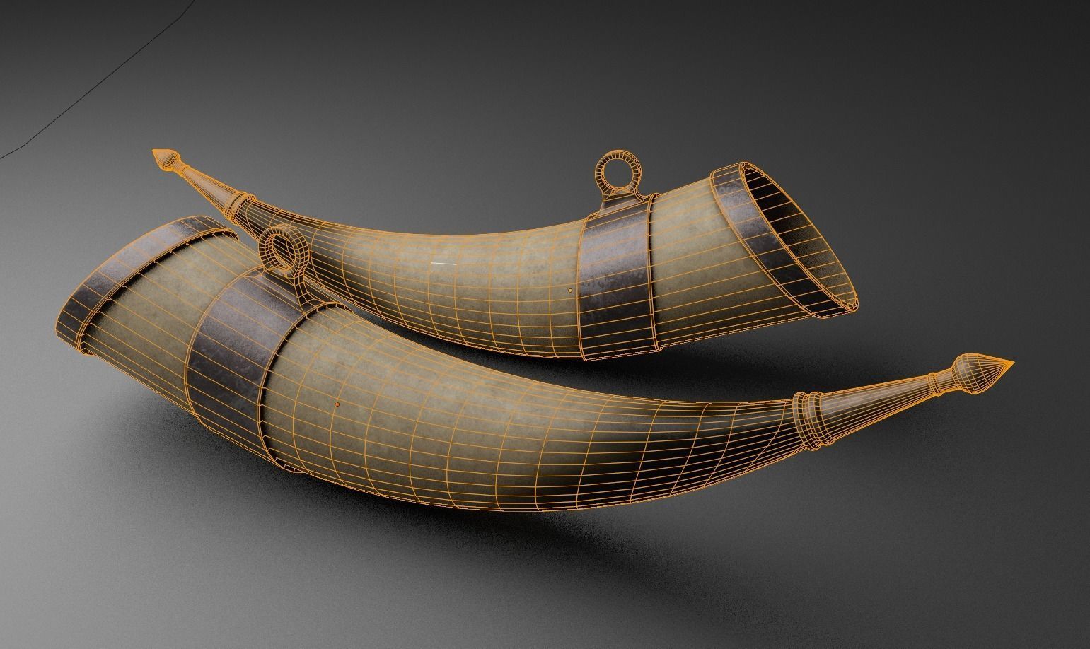 Medieval Viking Horn Cup Low-poly 3D model_1