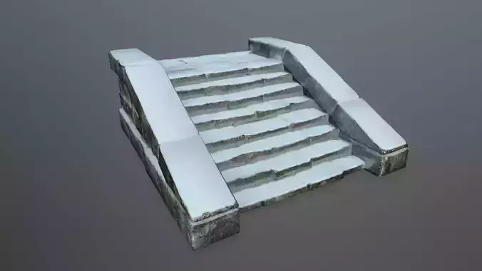 stairs 5 stone wall with snow