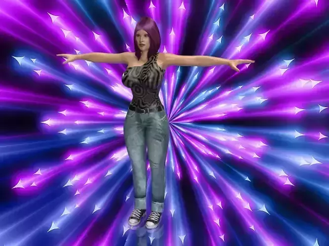 Pretty Purple Haired Lady in Chuck Tailors Low-poly 3D model