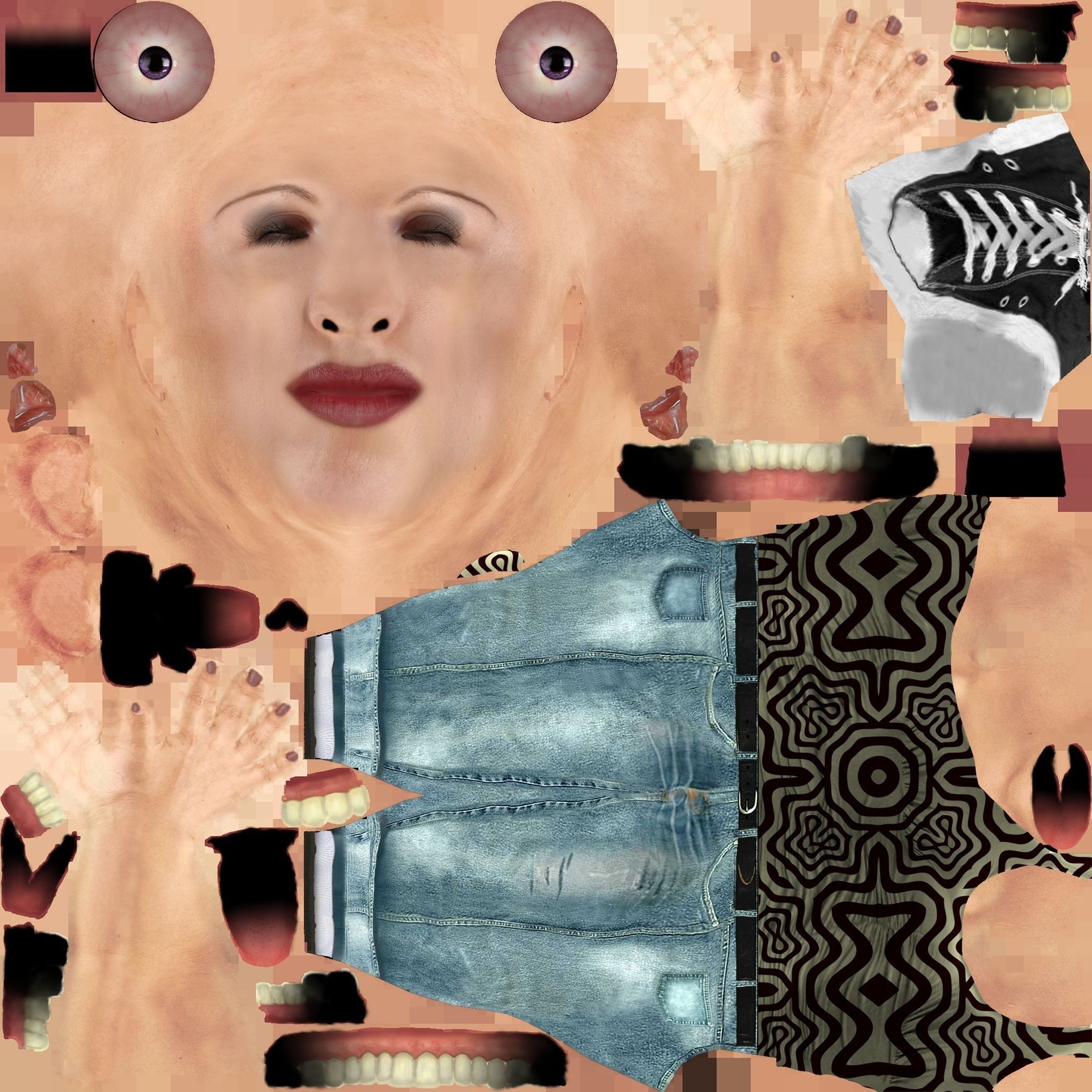 Pretty Purple Haired Lady in Chuck Tailors Low-poly 3D model_1