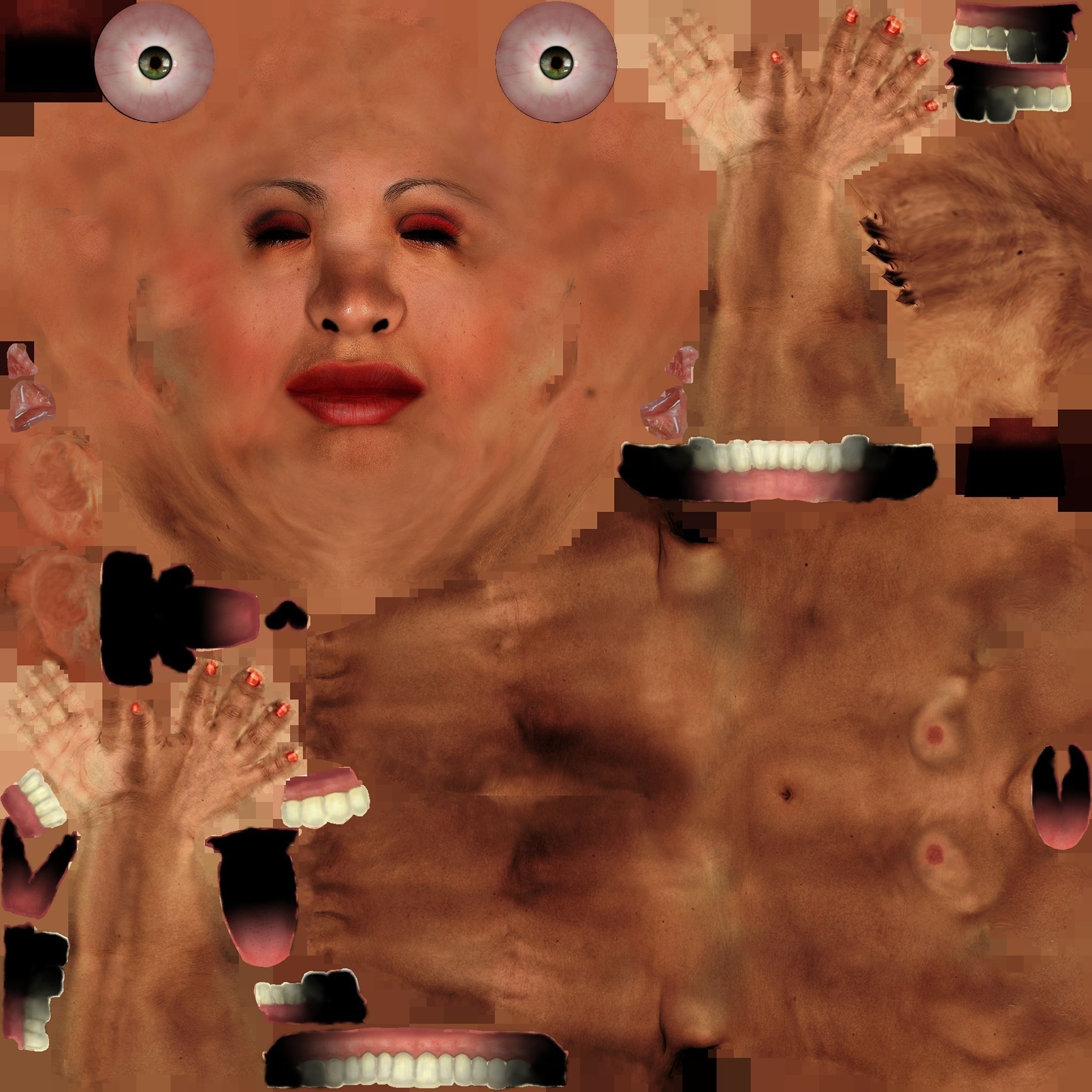 Nude sexy jersey shore like tan lady 3D model_2