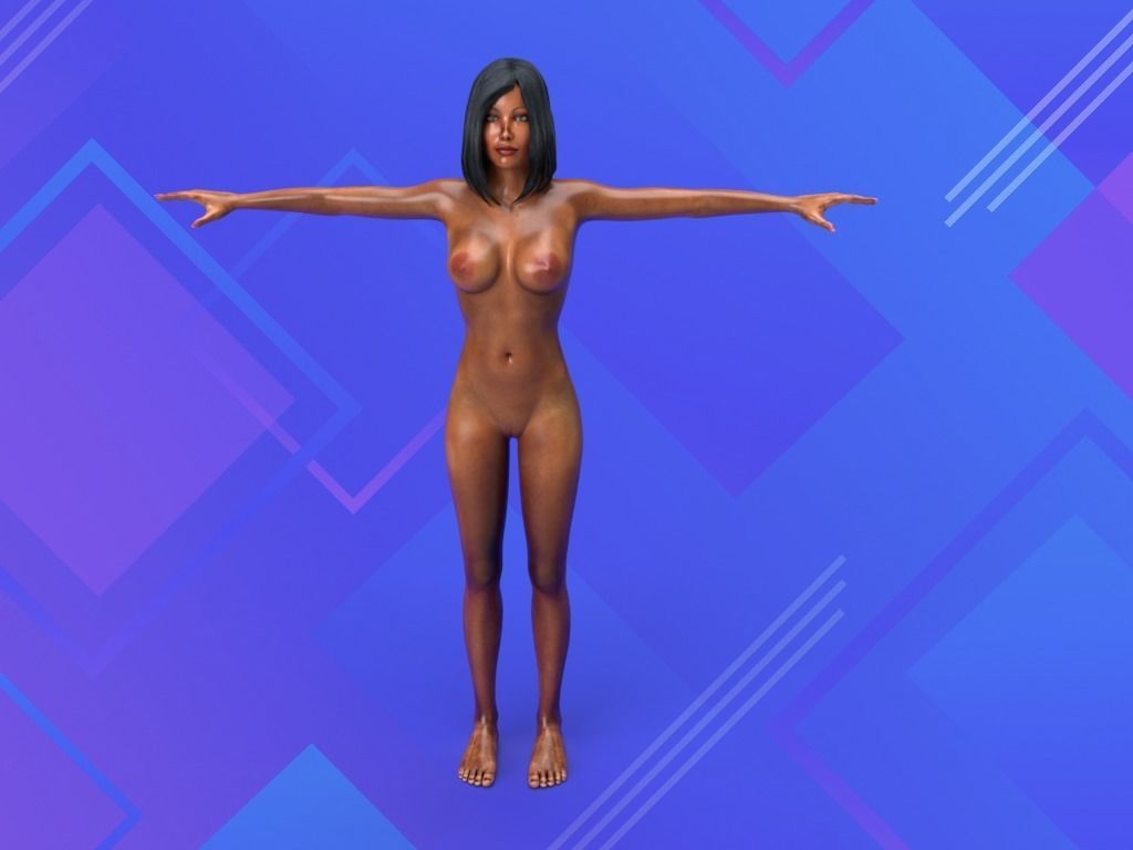 Nude sexy jersey shore like tan lady 3D model_1