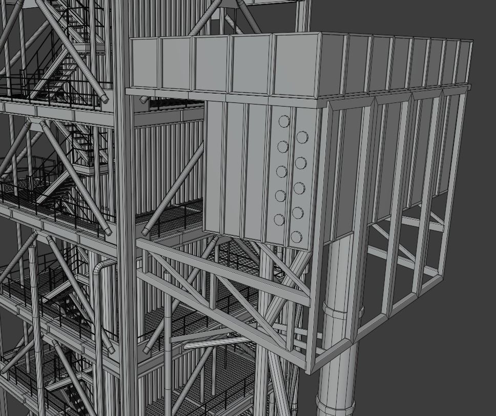 Rocket Launch Tower Low-poly 3D model_9