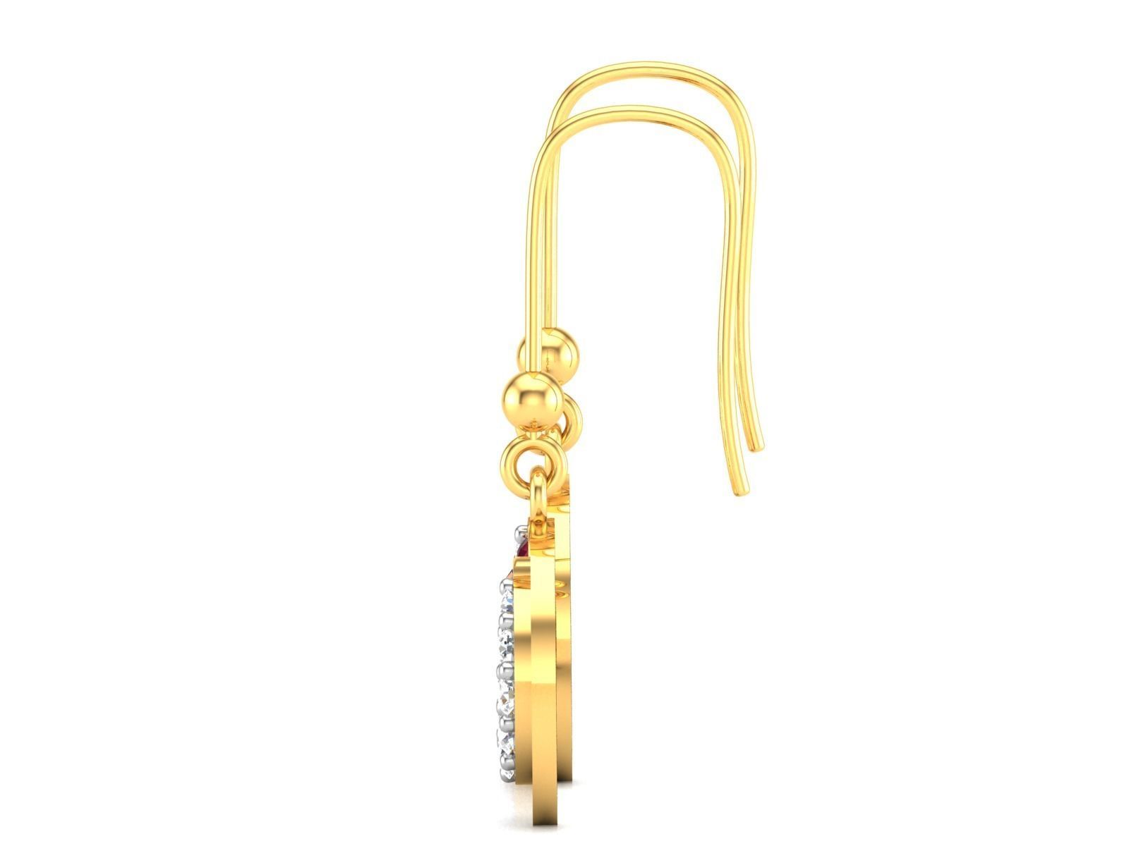 Earrings-1801 gold diamond dangle earrings 3D print model_6