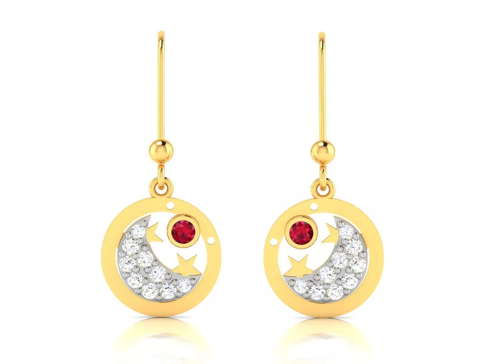 Earrings-1801 gold diamond dangle earrings 3D print model_0