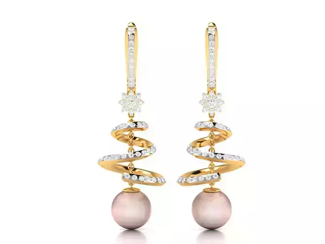 Earrings-3220 pair of earrings with pearls and diamonds