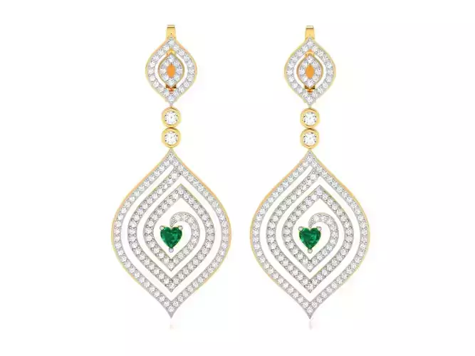 Earrings-3211 gold earring with diamonds