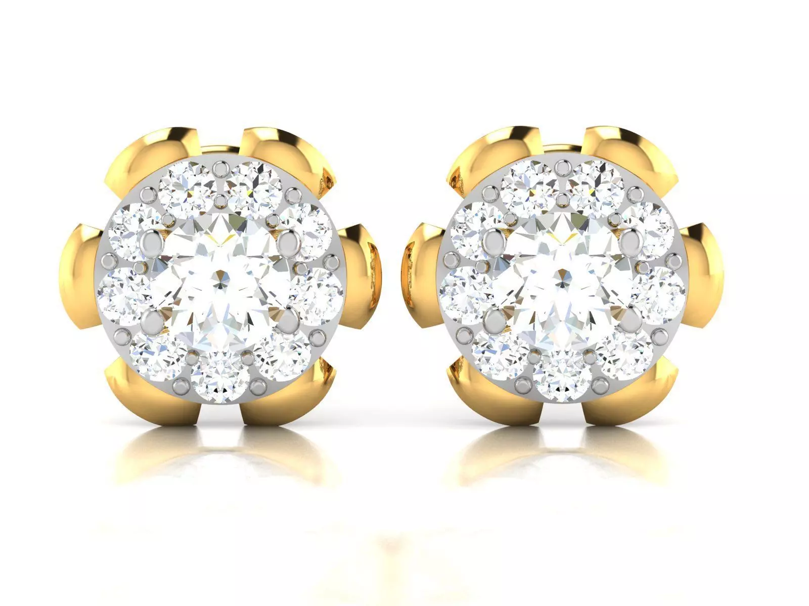 Earrings-3202 pair of gold diamond stud earrings 3D print model_0