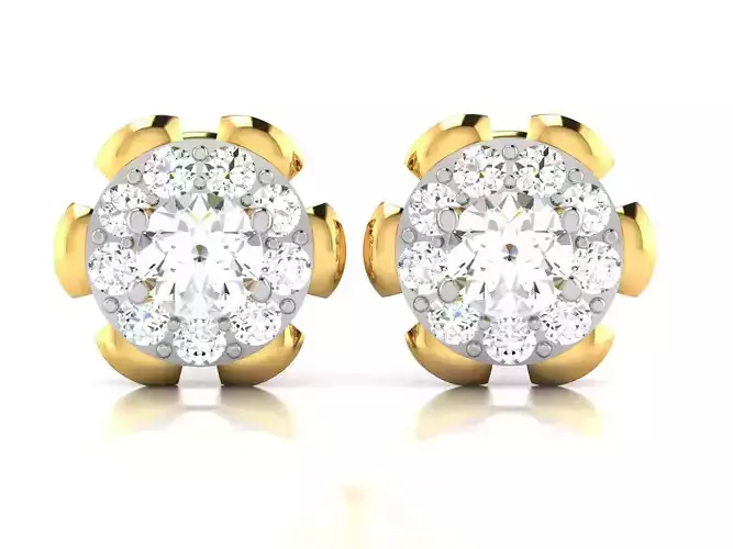 Earrings-3202 pair of gold diamond stud earrings 3D print model