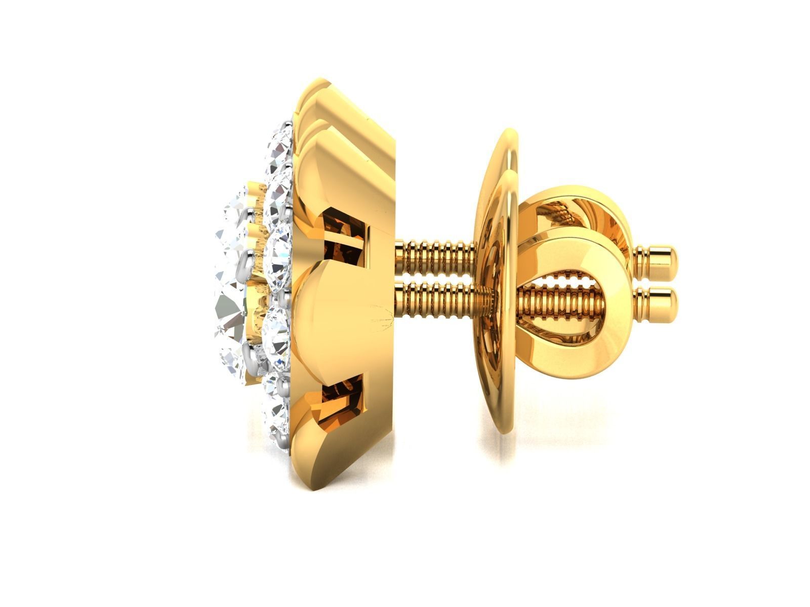 Earrings-3202 pair of gold diamond stud earrings 3D print model_6