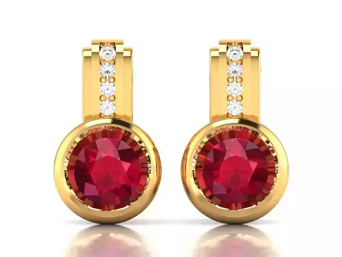 Earrings-3124 ruby and diamond earrings gold