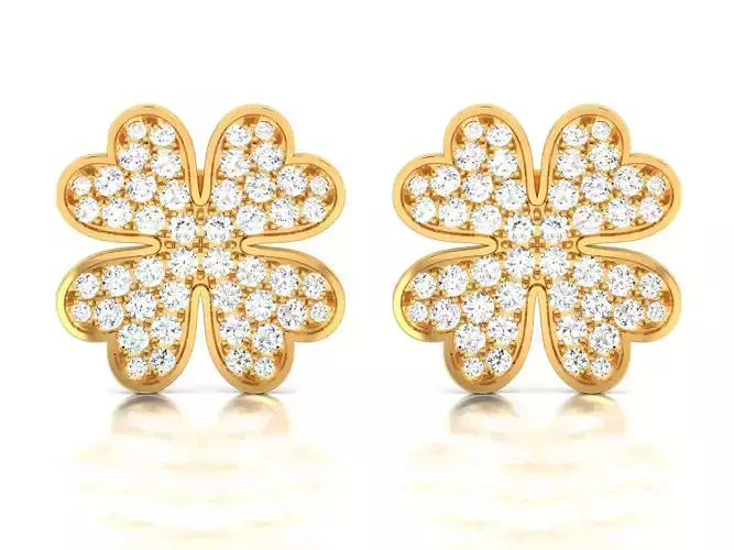Earrings-3113 gold butterfly stud earring with diamonds