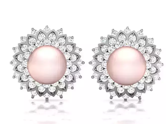Earrings-3044 pearl and diamond stud earrings