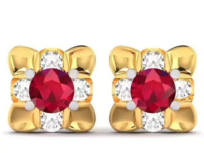Earrings-2983 ruby and diamond stud earring