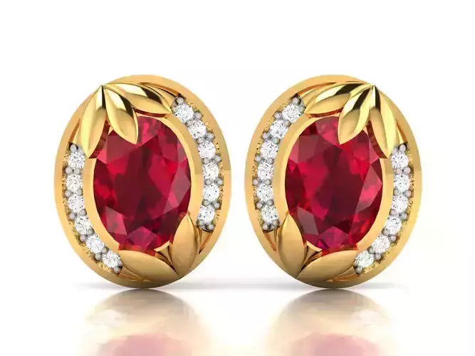 Earrings-2865 ruby and diamond stud earrings