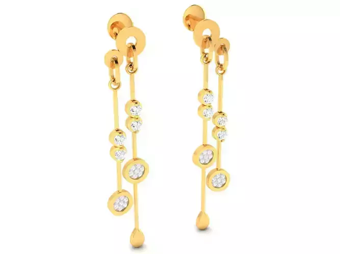 Earrings-2856 gold diamond drop earrings