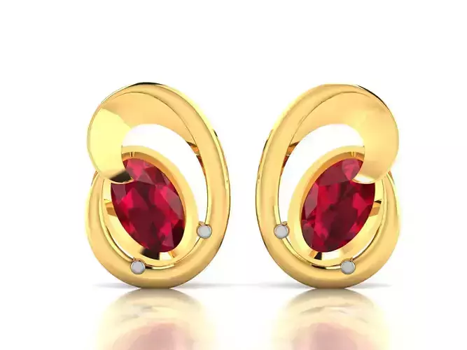 Earrings-2703 gold and ruby stud earring