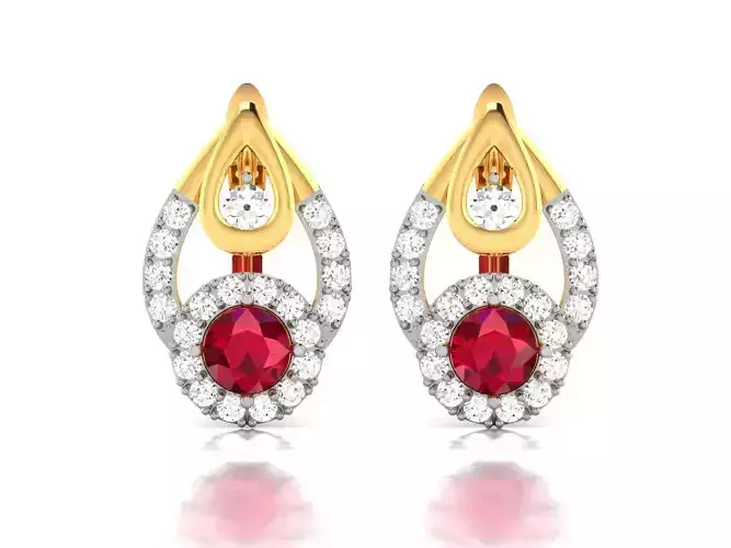 Earrings-2691 ruby and diamond pendant gold