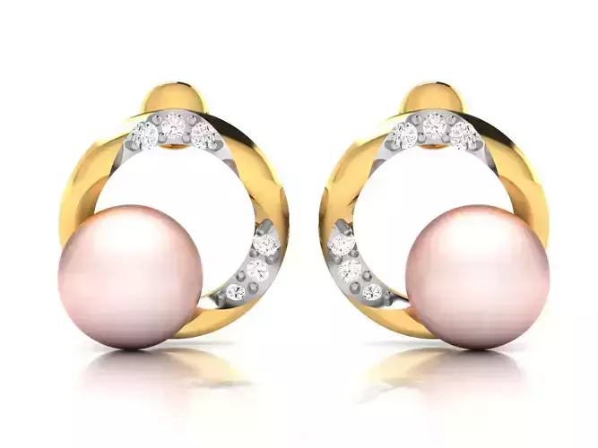 Earrings-2641 pearl and diamond earring