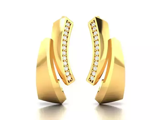 Earrings-2625 two gold hoop earrings with diamonds