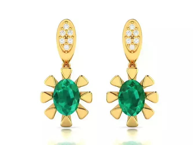 Earrings-2614 emerald stone pendant gold