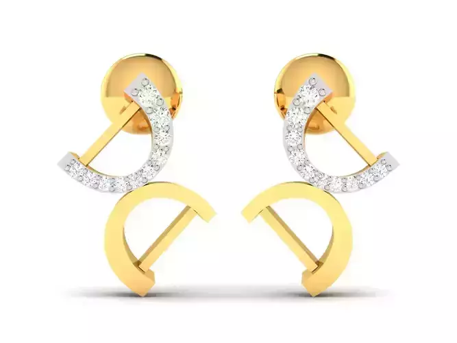 Earrings-2598 pair of gold earrings with diamonds