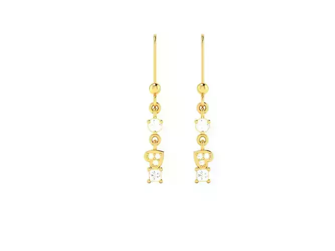 Earrings-2567 3d pair of gold earrings with diamonds