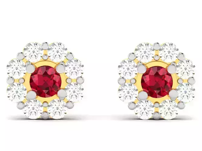 Earrings-2480 ruby and diamond stud earring