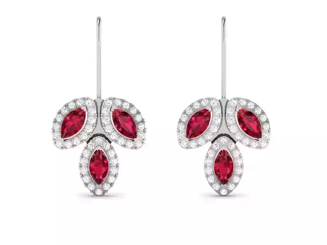 Earrings-2437 ruby and diamond pendant in sterling silver 3D print model