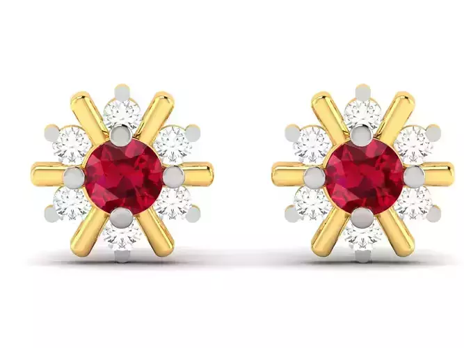 Earrings-2423 gold stud earring with amethyst stone