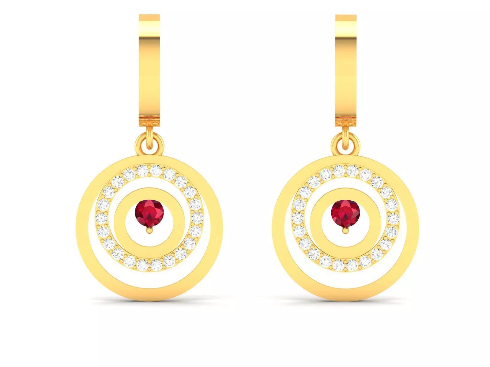 Earrings-2256 earring gold with ruby and diamonds 3D print model_0