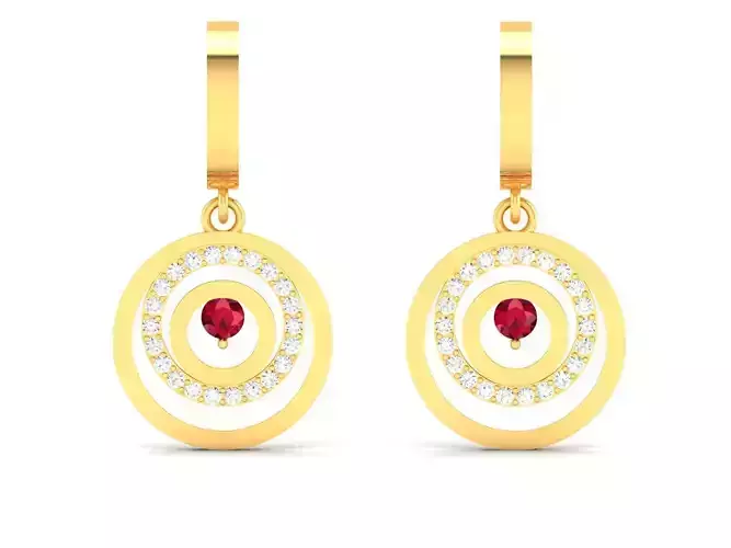 Earrings-2256 earring gold with ruby and diamonds 3D print model