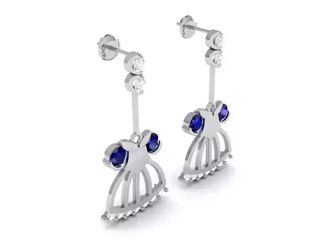 Earrings-2239 pair of earrings with sapphires and diamonds 3D print model