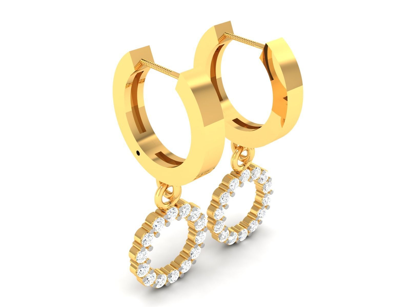 Earrings-2234 two gold hoop earrings with diamonds 3D print model_1