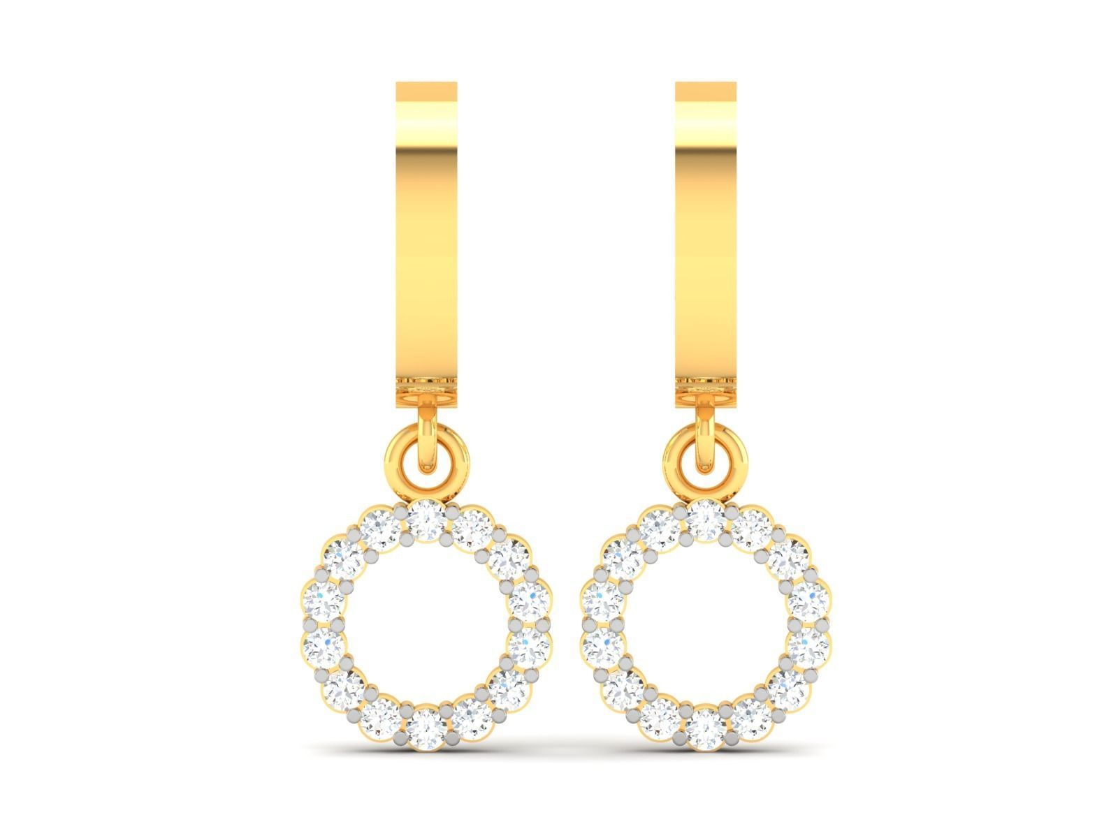 Earrings-2234 two gold hoop earrings with diamonds 3D print model_2
