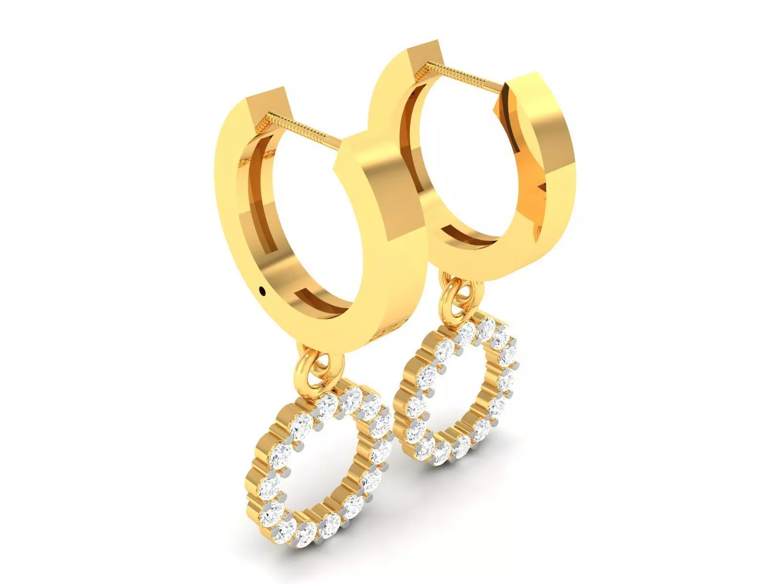 Earrings-2234 two gold hoop earrings with diamonds 3D print model_0