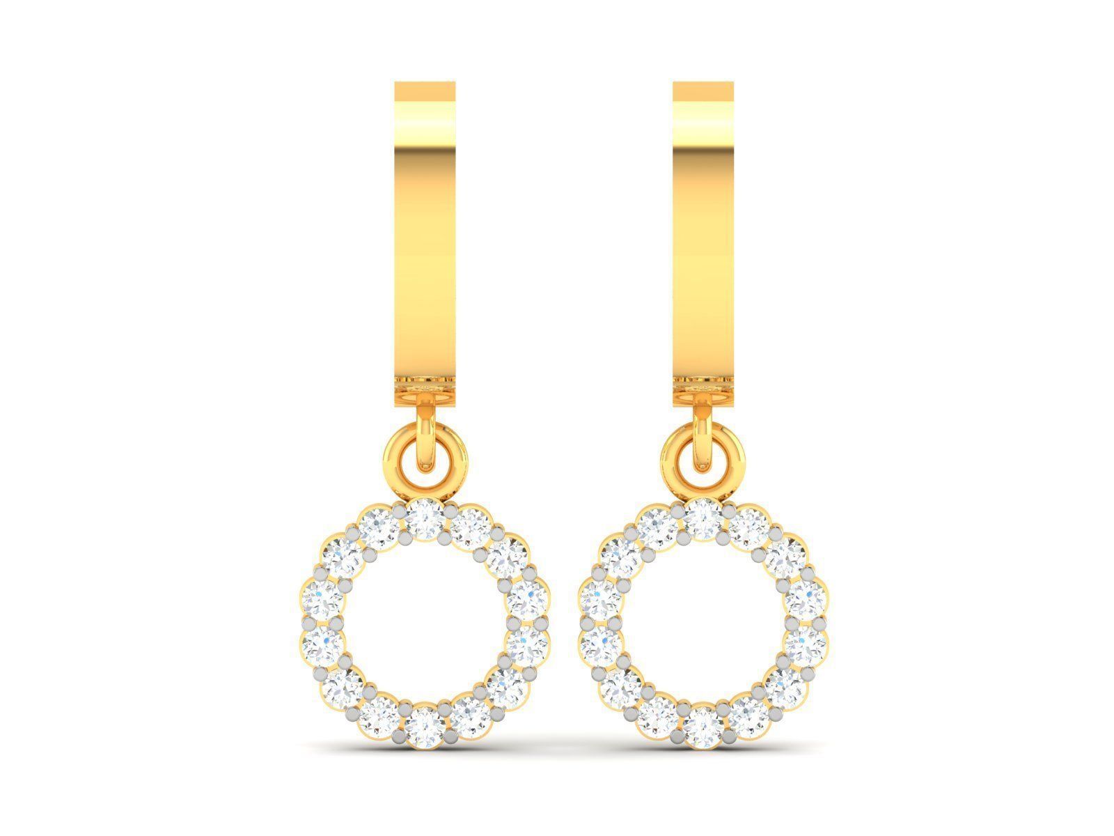 Earrings-2234 two gold hoop earrings with diamonds 3D print model_3